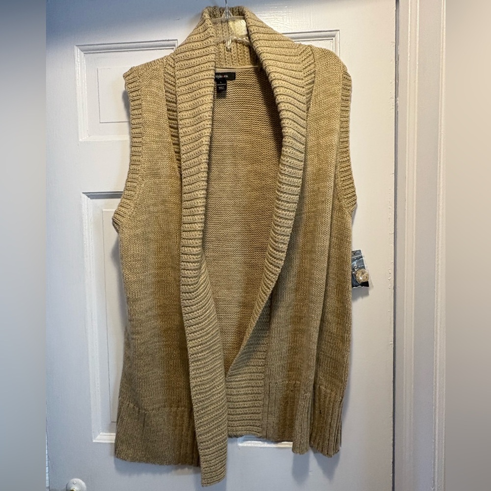 Style & Co Chic Tan Long Sweater Vest